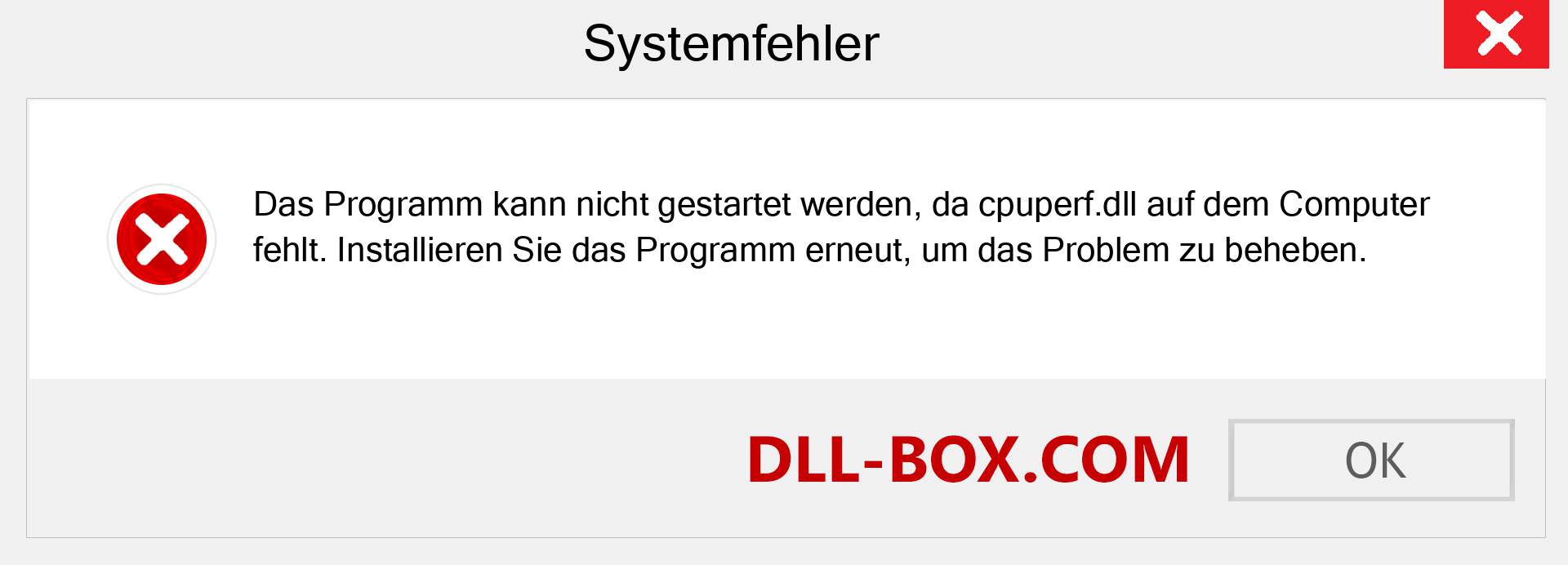 cpuperf.dll-Datei fehlt?. Download für Windows 7, 8, 10 - Fix cpuperf dll Missing Error unter Windows, Fotos, Bildern